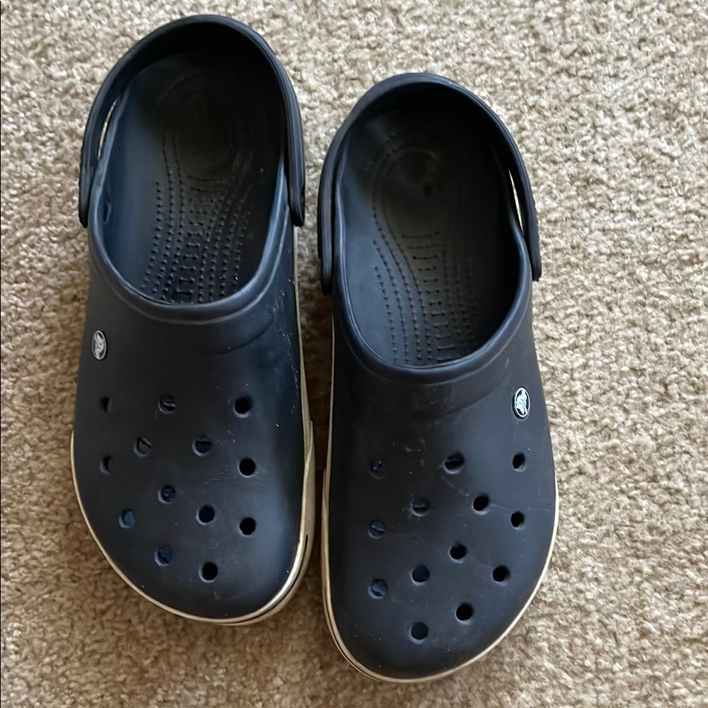 CROCS Black Sandals Slip-On Perforated Design